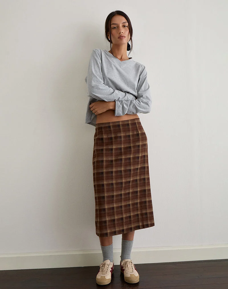 Badria Midirock in Tartan Braun Rot
