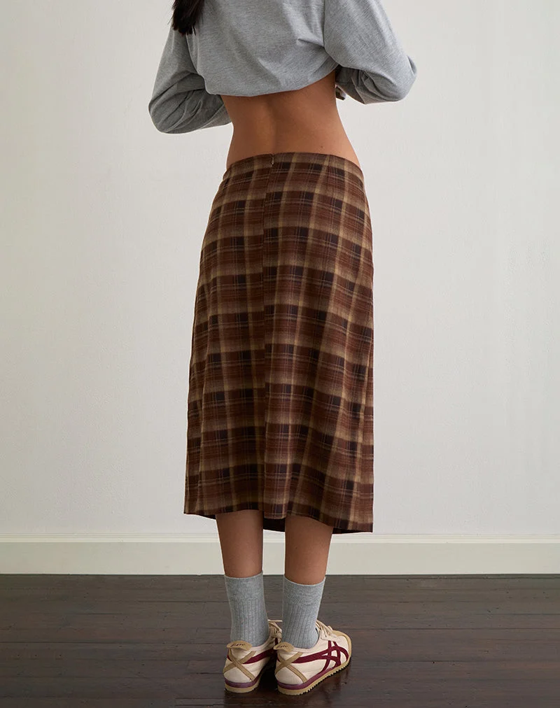 Badria Midirock in Tartan Braun Rot