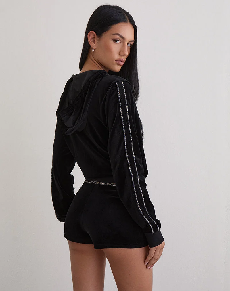 Jona Hoodie in Schwarz mit Leopardenmuster
