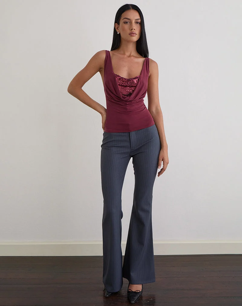 Janice Top aus Pailletten-Jersey Burgundy