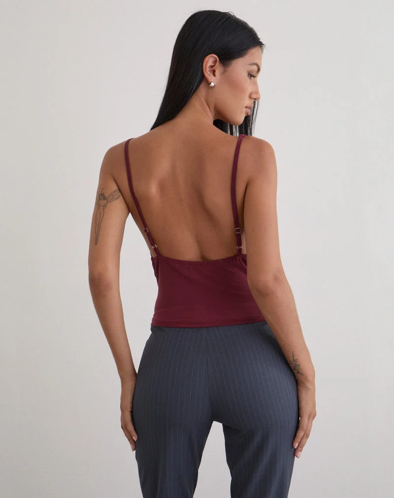 Janice Top aus Pailletten-Jersey Burgundy