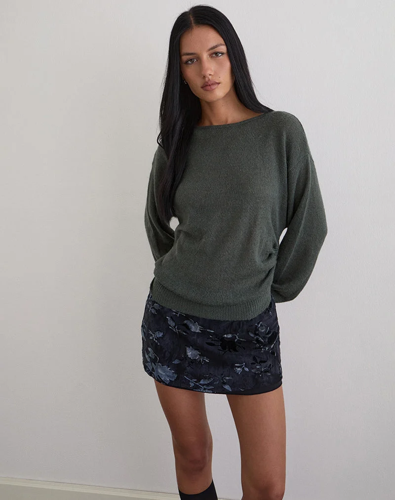 Grisha Langärmeliges Strickoberteil in Grau Smokey Green