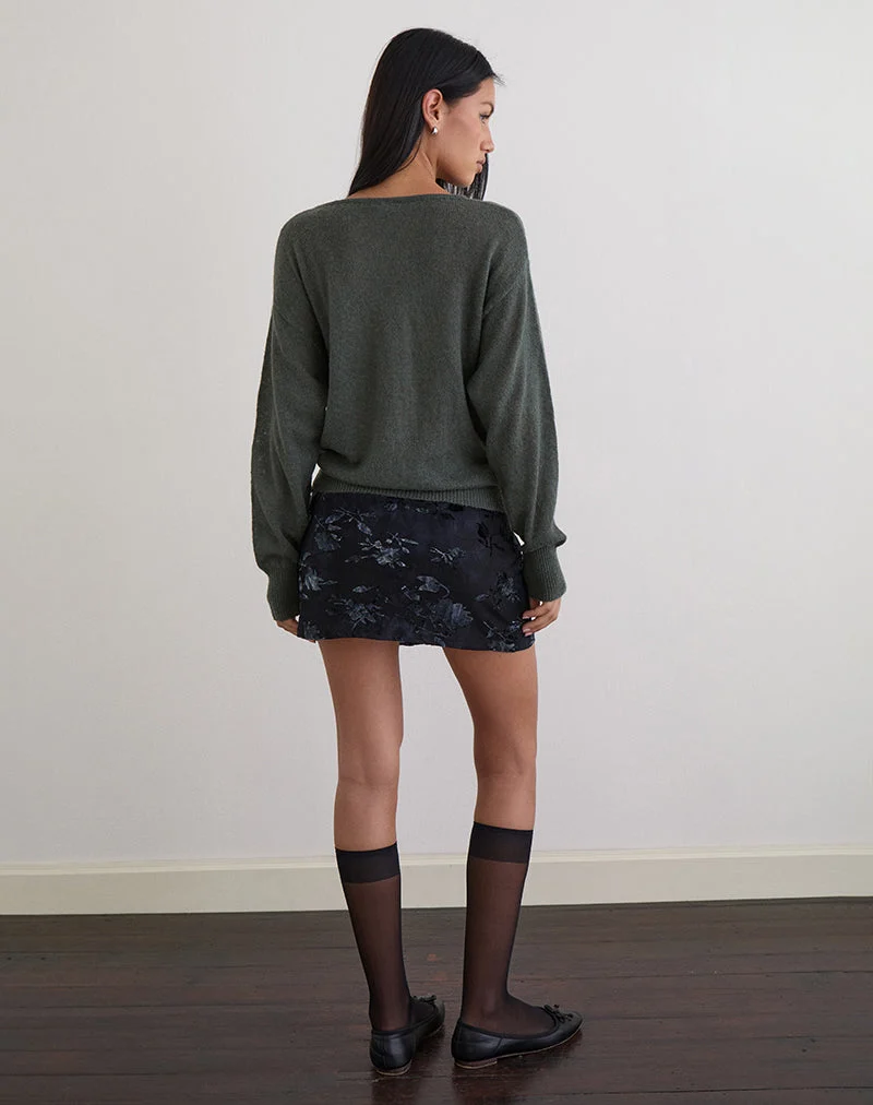 Grisha Langärmeliges Strickoberteil in Grau Smokey Green