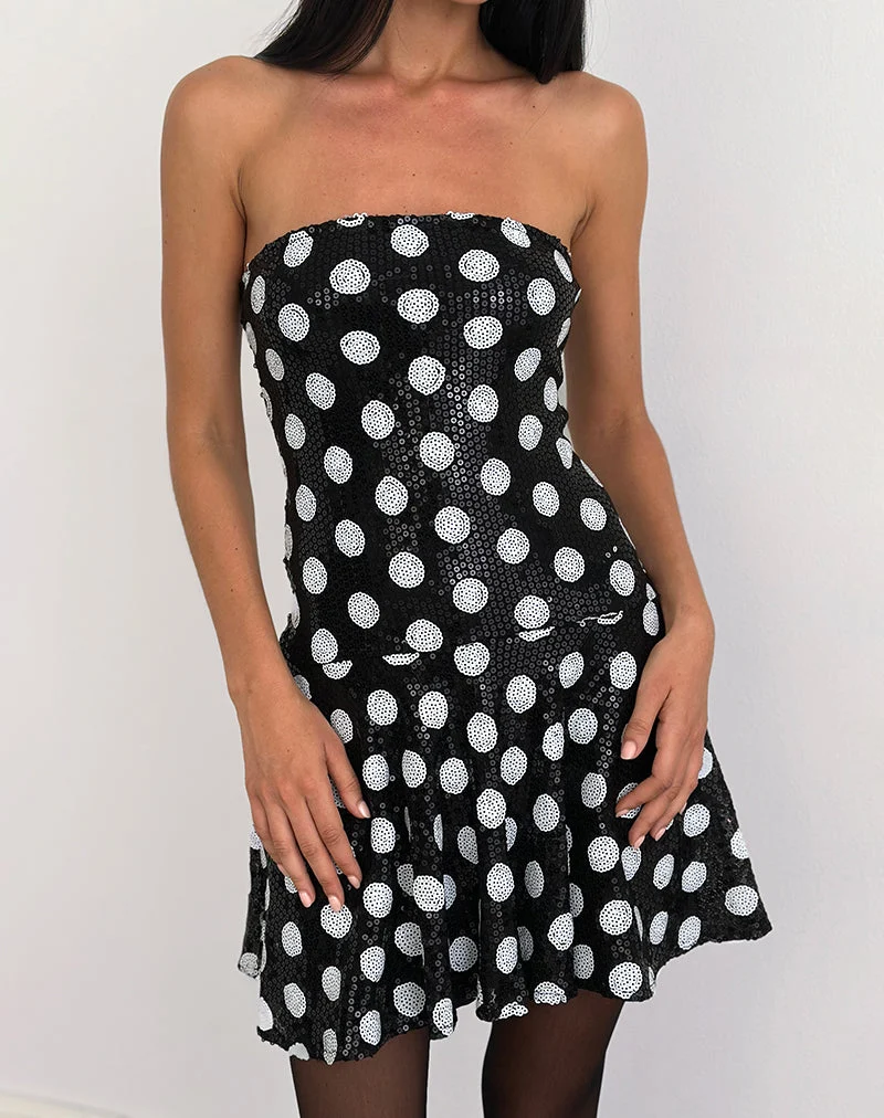 Pipo Minikleid aus Polka-Pailletten Monochrom