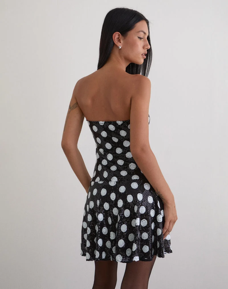 Pipo Minikleid aus Polka-Pailletten Monochrom