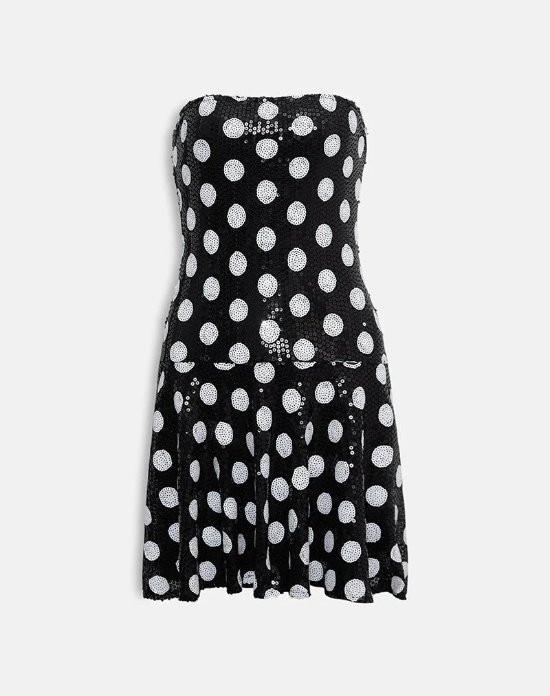 Pipo Minikleid aus Polka-Pailletten Monochrom