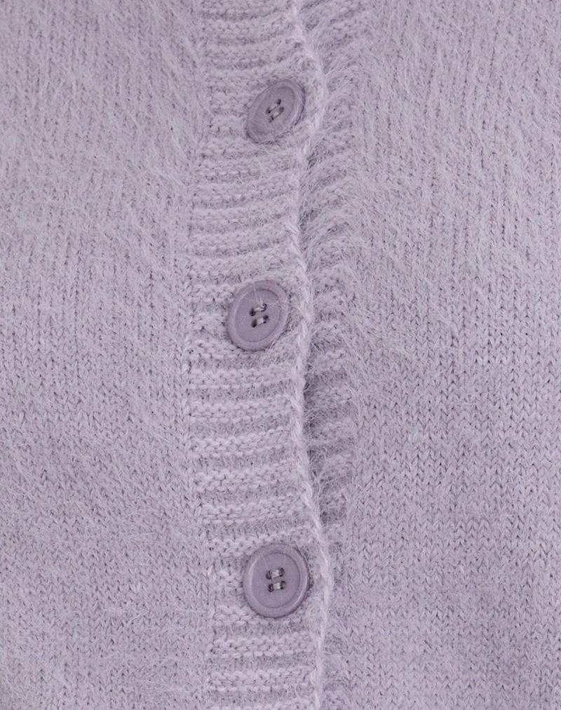 Audrina Strickjacke aus flauschigem Strick in staubigem Flieder