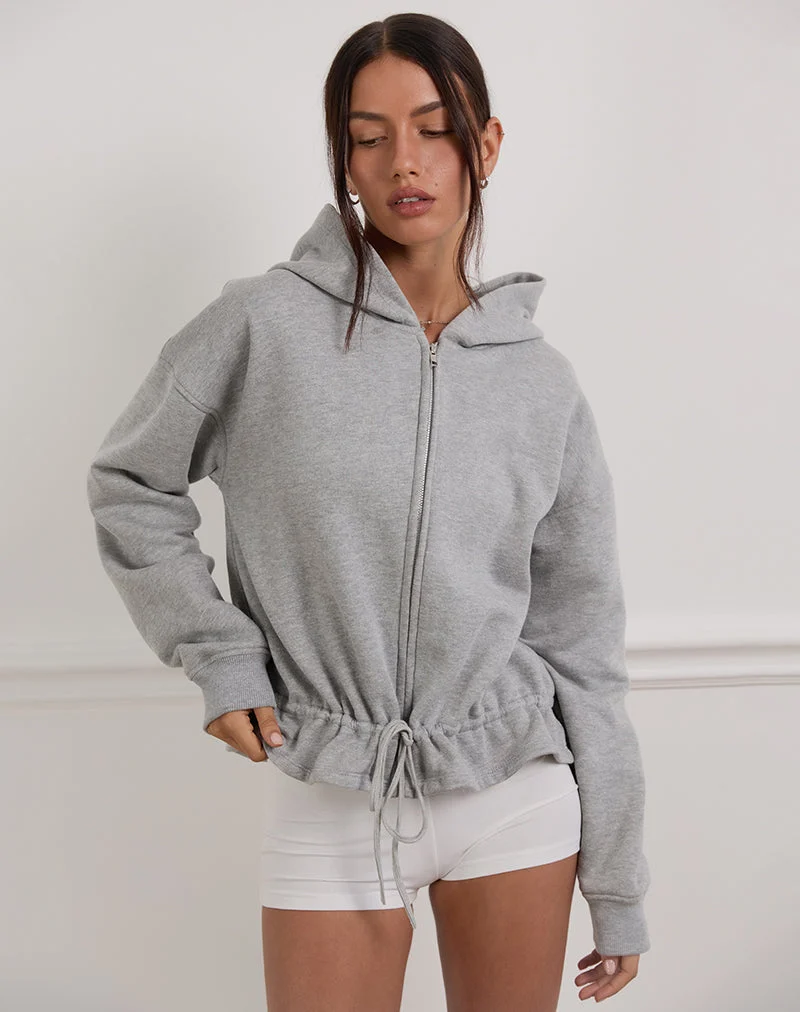 Kit Cinched Waist Hoodie in Grau meliert