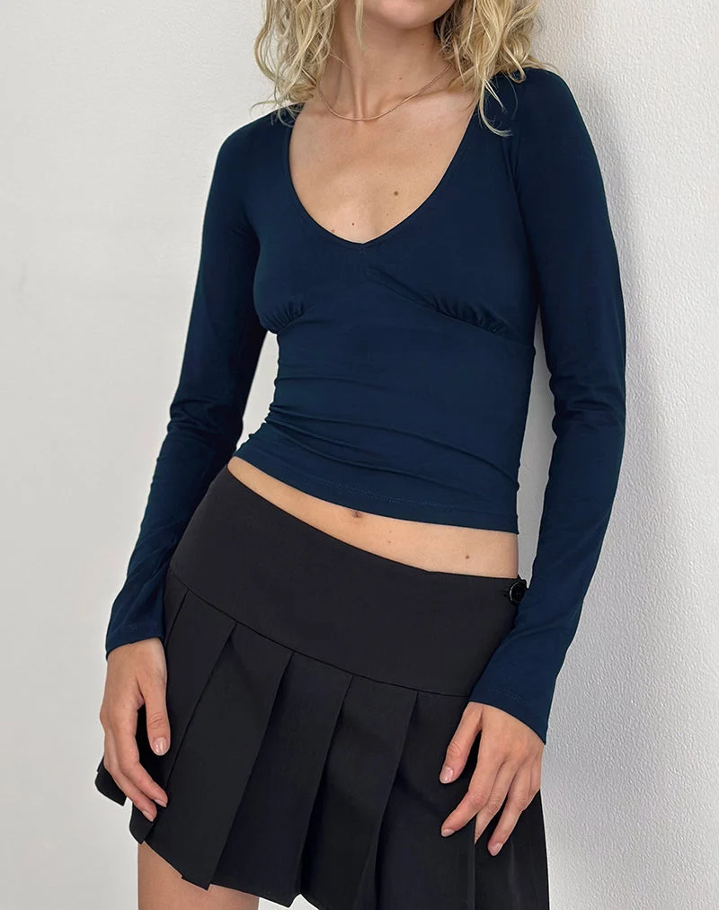 Faye Langarm-Top in Navy