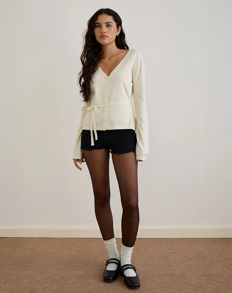 Divya Strickjacke mit Krawatte aus Strick in Creme