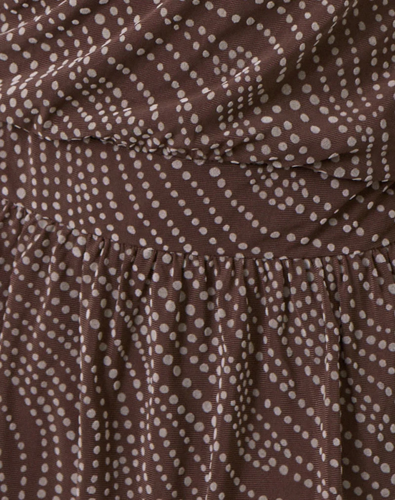 Dyle Minikleid aus abstraktem Polka-Flock Braun