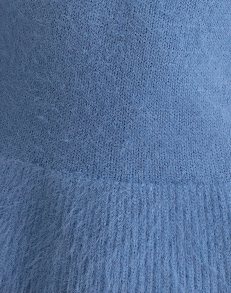 Mizuki Top aus Strick in staubigem Blau