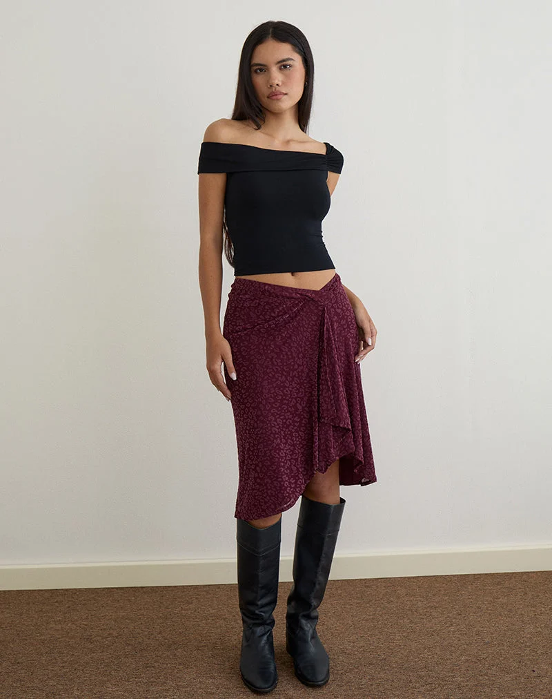 Esmeray Midirock aus beflocktem Leopard Pflaume