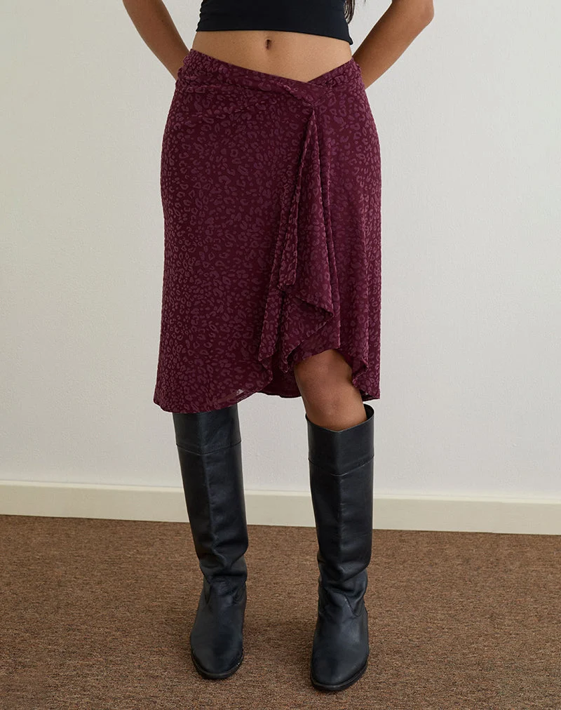 Esmeray Midirock aus beflocktem Leopard Pflaume