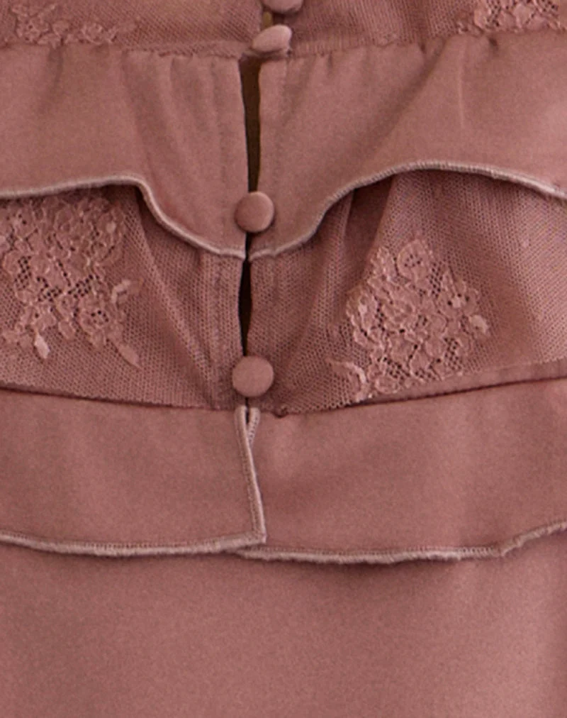 Venaro Doppellagiges Top aus Satin in staubigem Rosa