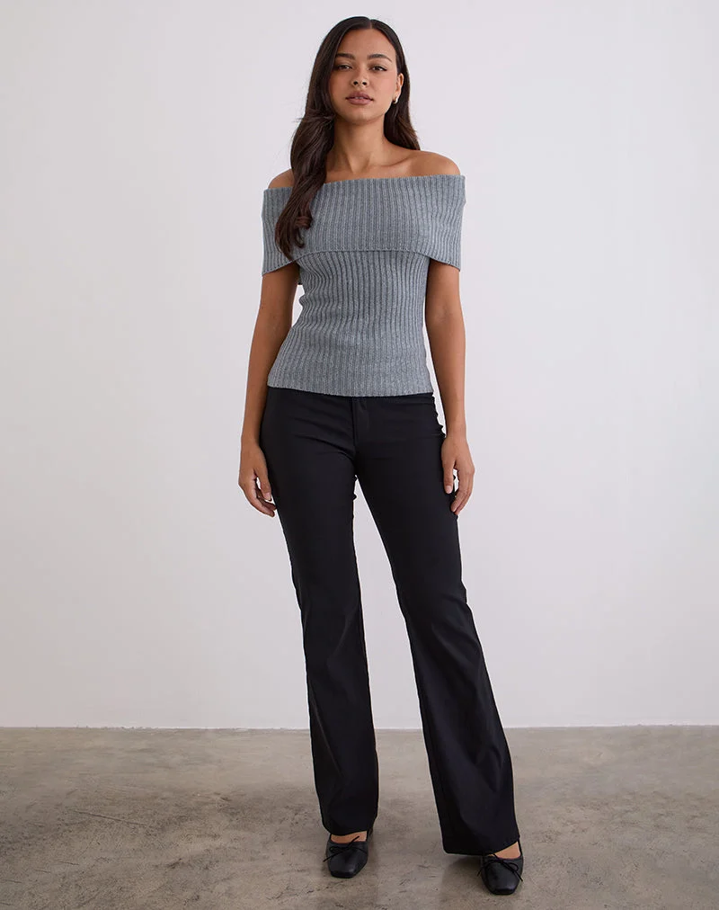 Fahari Foldover-Top aus Rippenstrick Grau