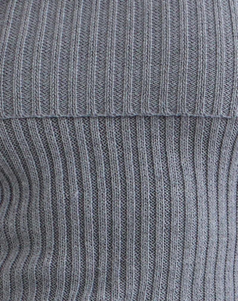 Fahari Foldover-Top aus Rippenstrick Grau