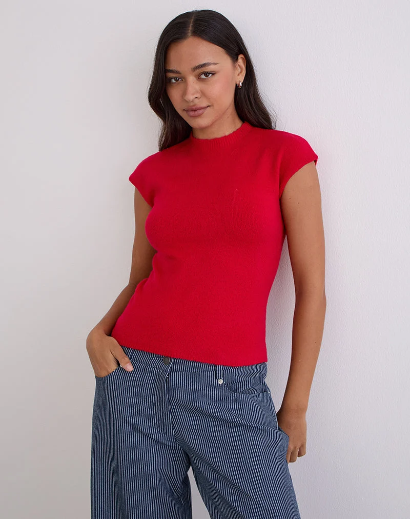 Hanuva-Top in Rot gestrickt