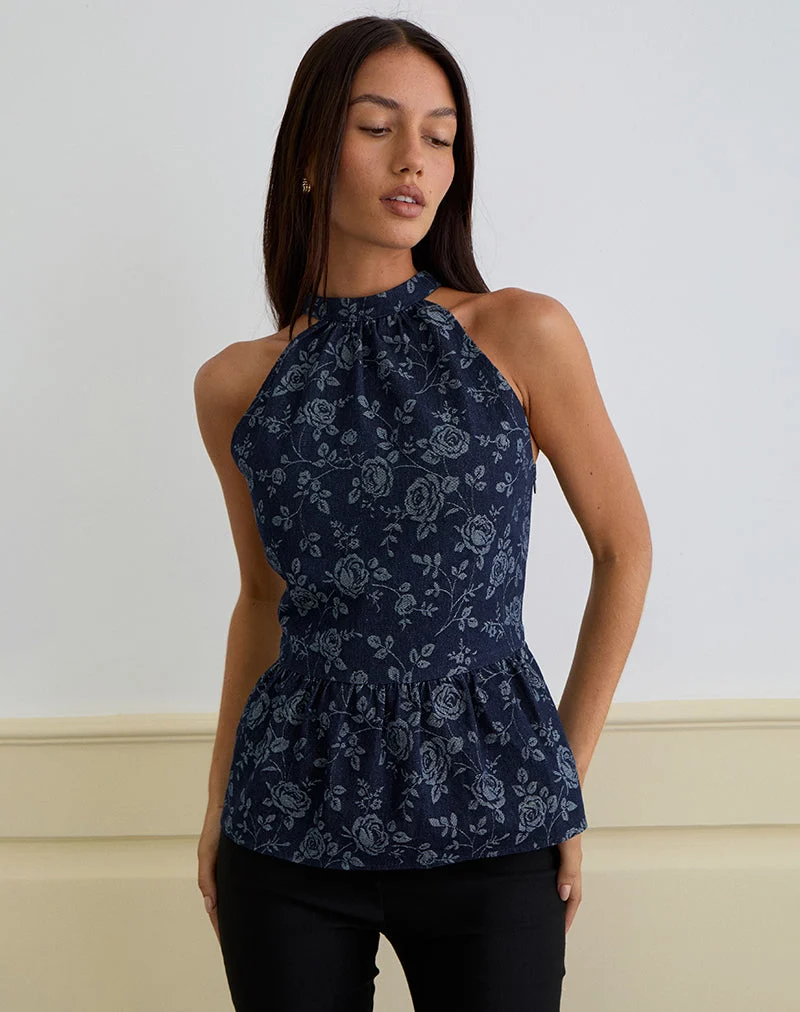 Obrix Top aus Chambray Indigo Rose