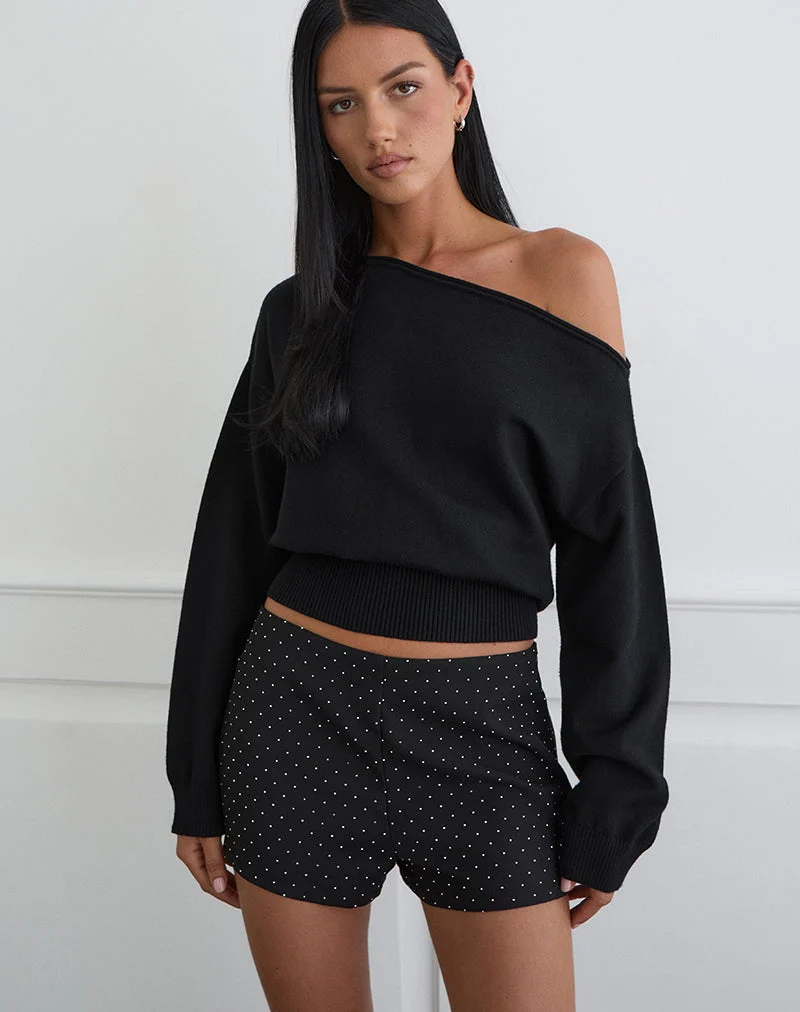 Nivra Short in Diamante Tailoring Schwarz