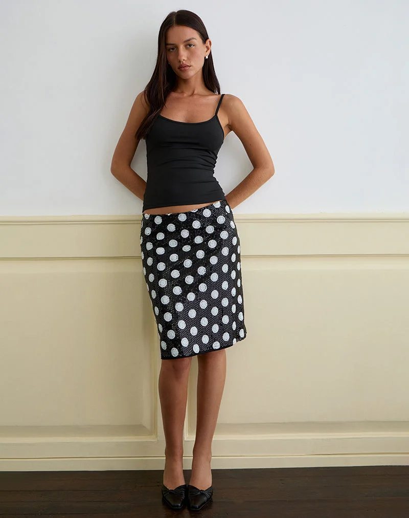 Kavivi Midirock aus Polka-Pailletten Monochrom