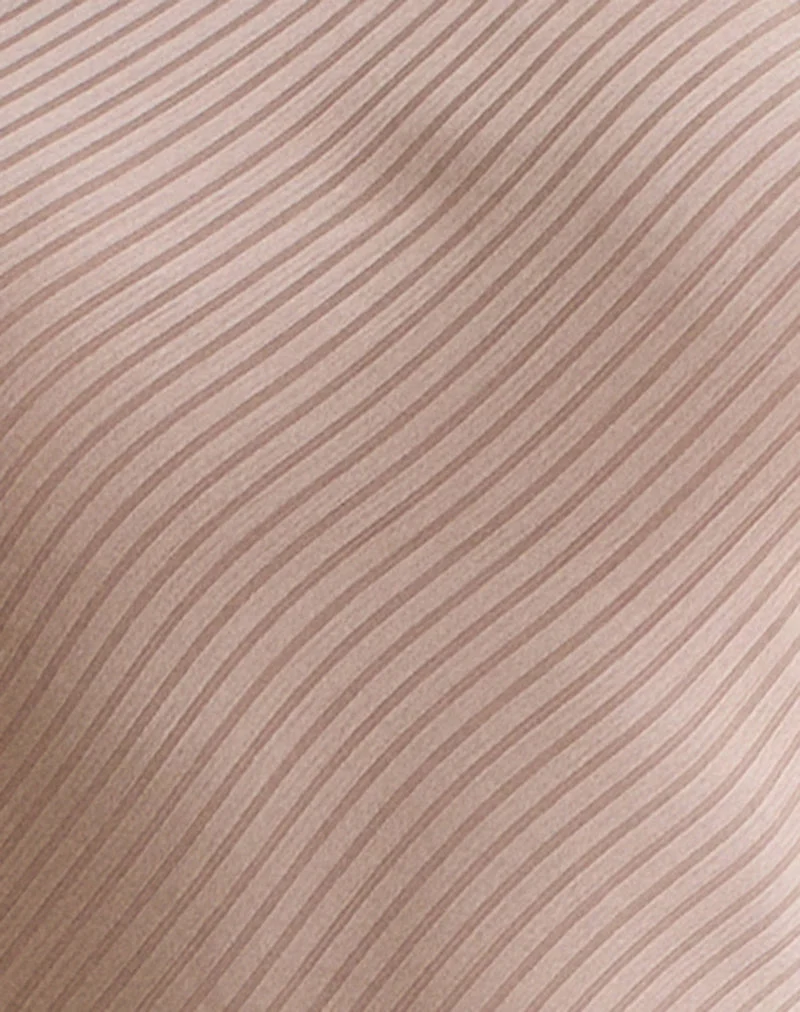 Belara Maxikleid aus Satin mit Streifen in Taupe