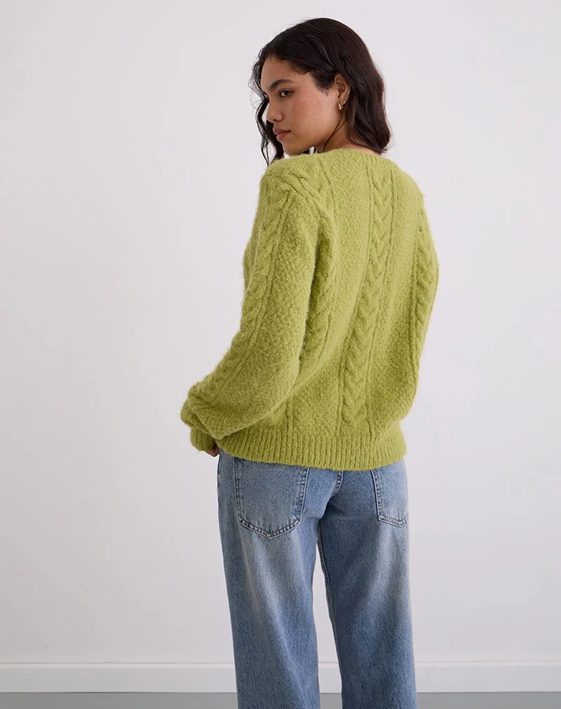 Aceso Strickjacke in leuchtendem Chartreuse