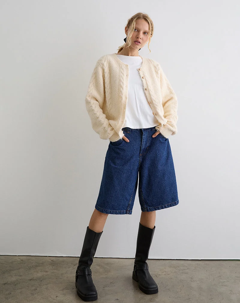 Aceso Strickjacke aus Bürstenstrick Elfenbein
