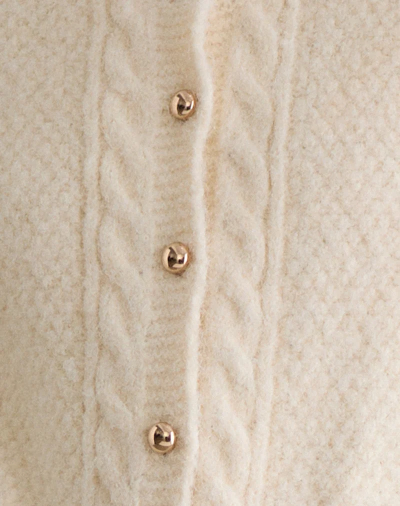 Aceso Strickjacke aus Bürstenstrick Elfenbein