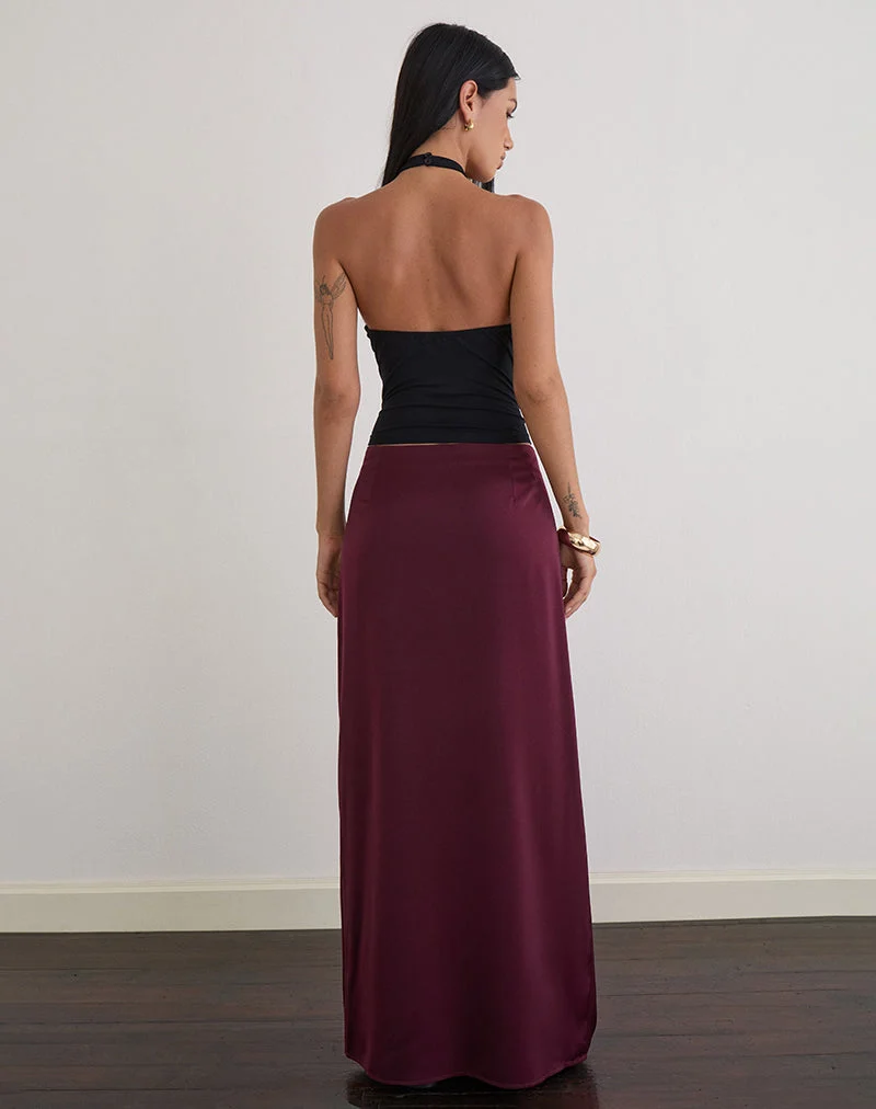 Sarinem Maxirock aus Satin in Burgund