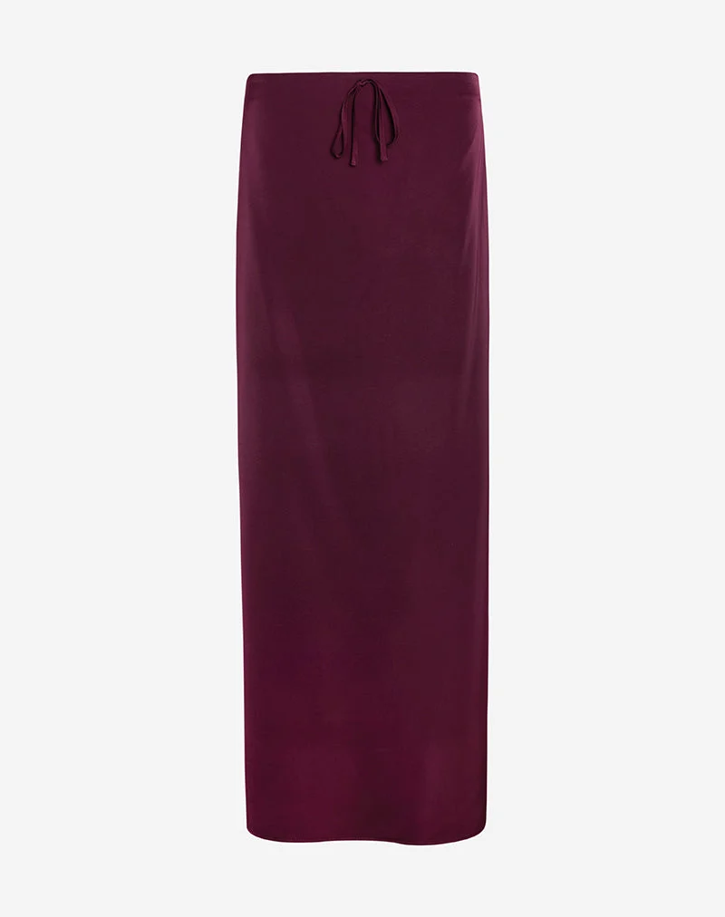 Sarinem Maxirock aus Satin in Burgund