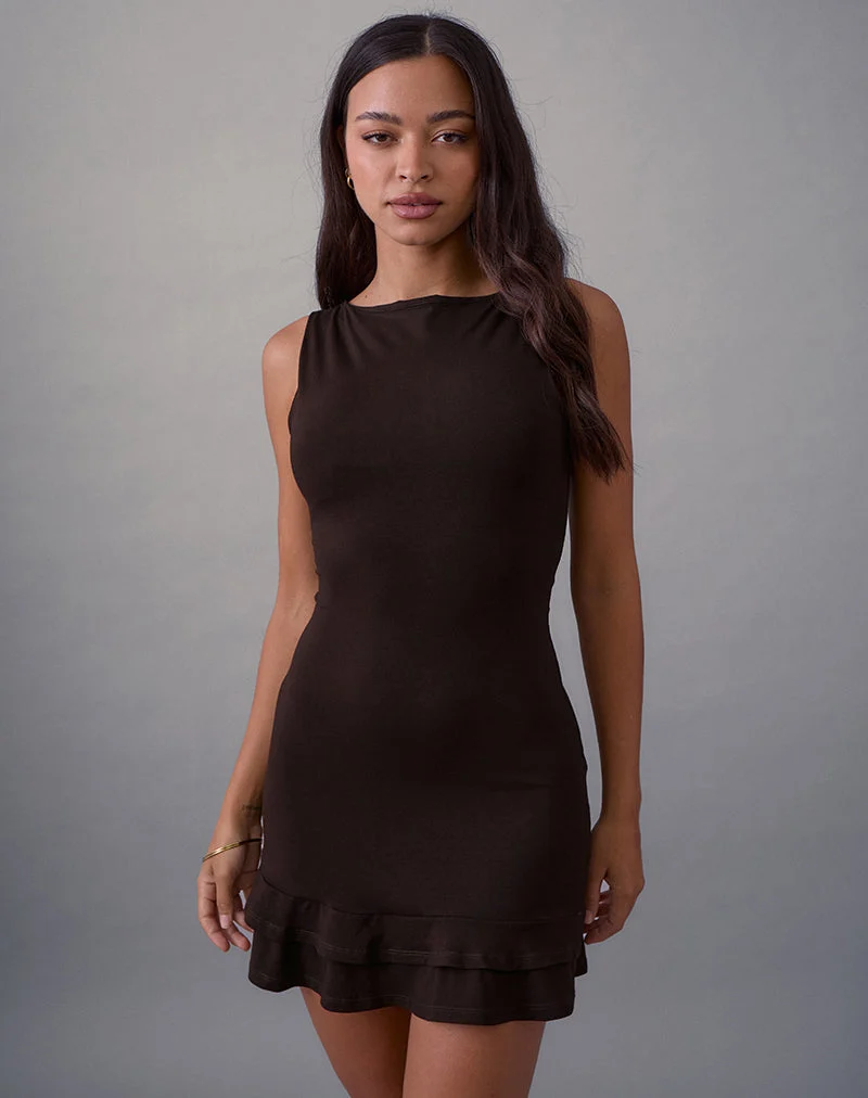Opaline Rückenfreies Minikleid in Schokoladenbraun