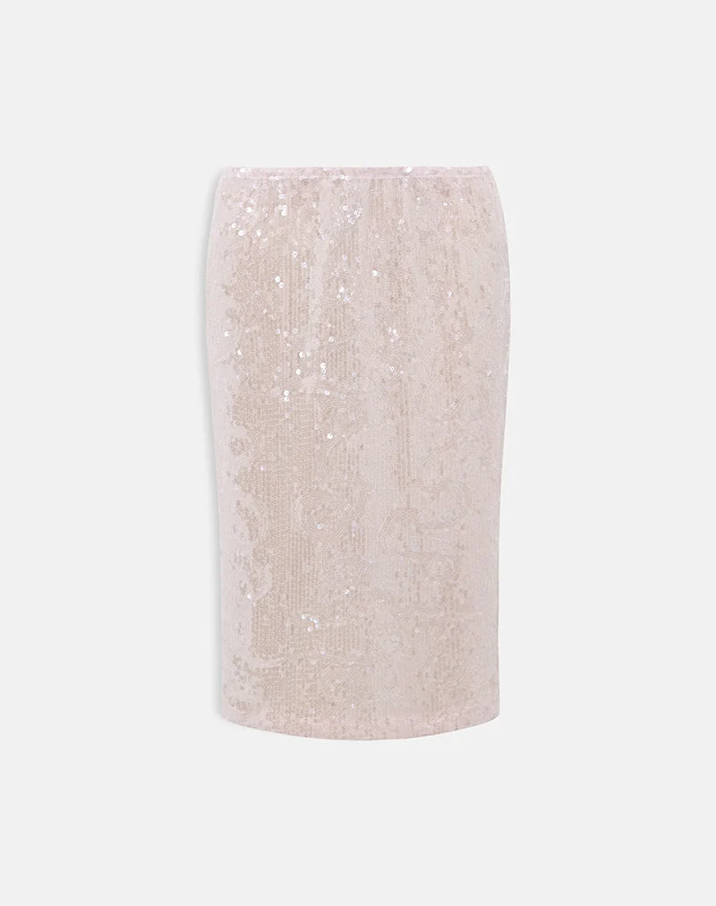 Kavivi Midirock aus Pailletten in Babyrosa