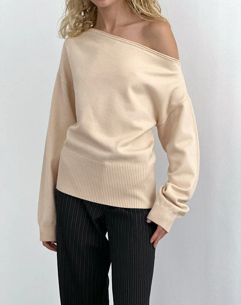 Jalira Asymmetrischer Pullover in Creme