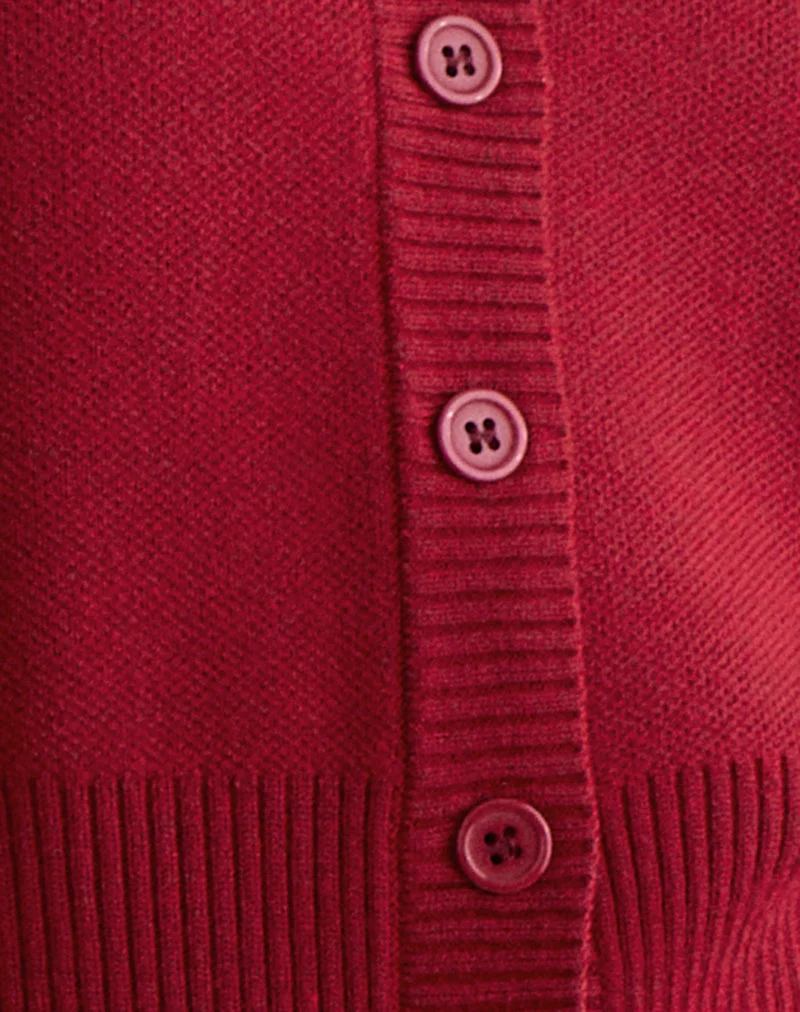 Subra Langarm-Strickjacke in Rot