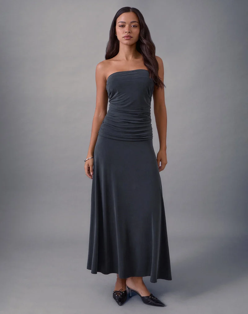 Darmi Maxikleid aus Cupro Granit