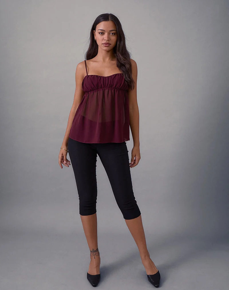 Camden Cami Top aus Satin Chiffon Burgundy