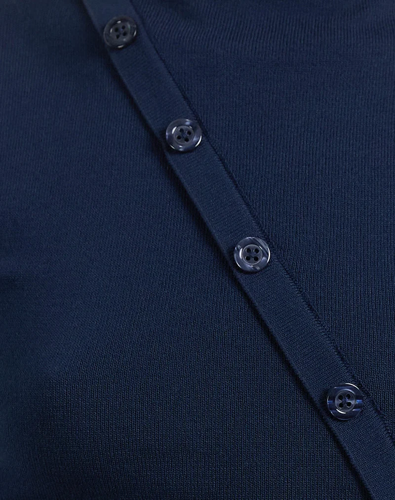 Elyra Asymmetrisches Oberteil aus Strick in Navy