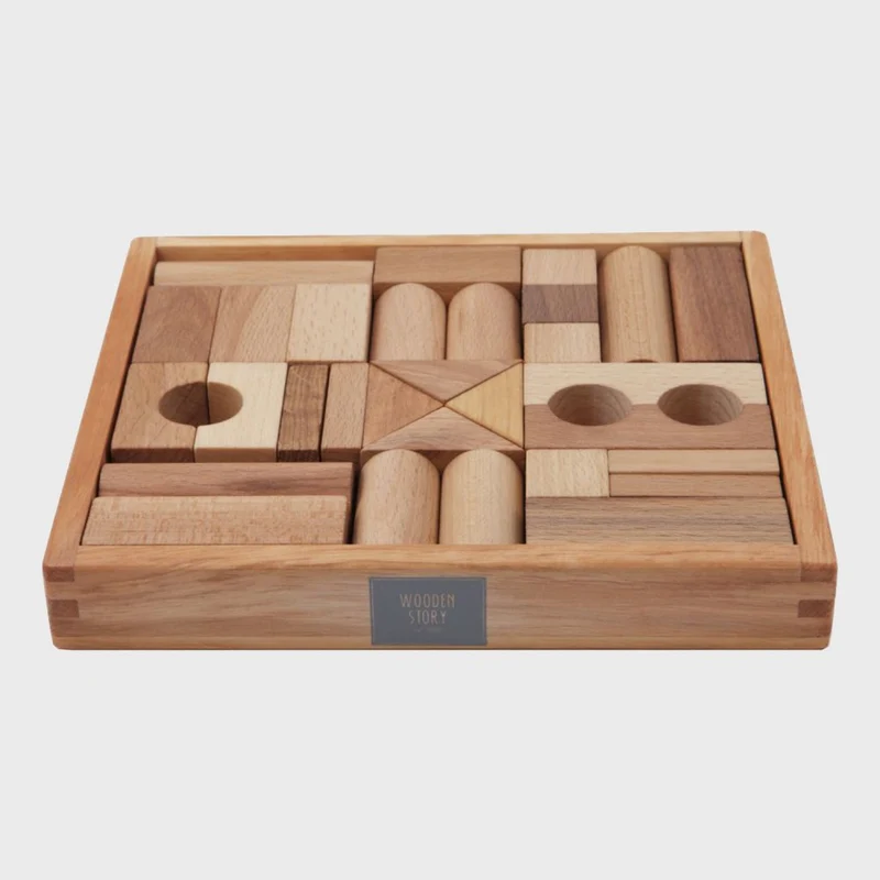 Natürliche Holzbausteine - 30 Stück