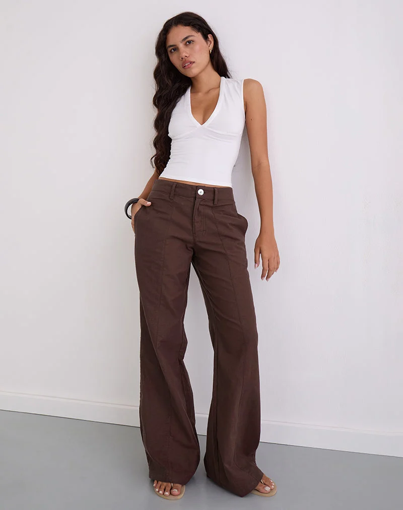 Freche Hose aus Leinen Deep Mahogany