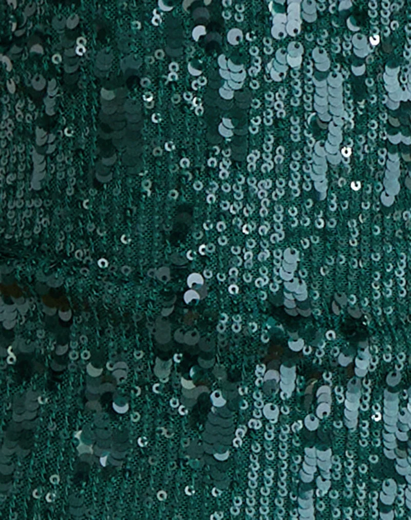 Cosio Neckholder-Top in Mix Pailletten Dunkelgrün