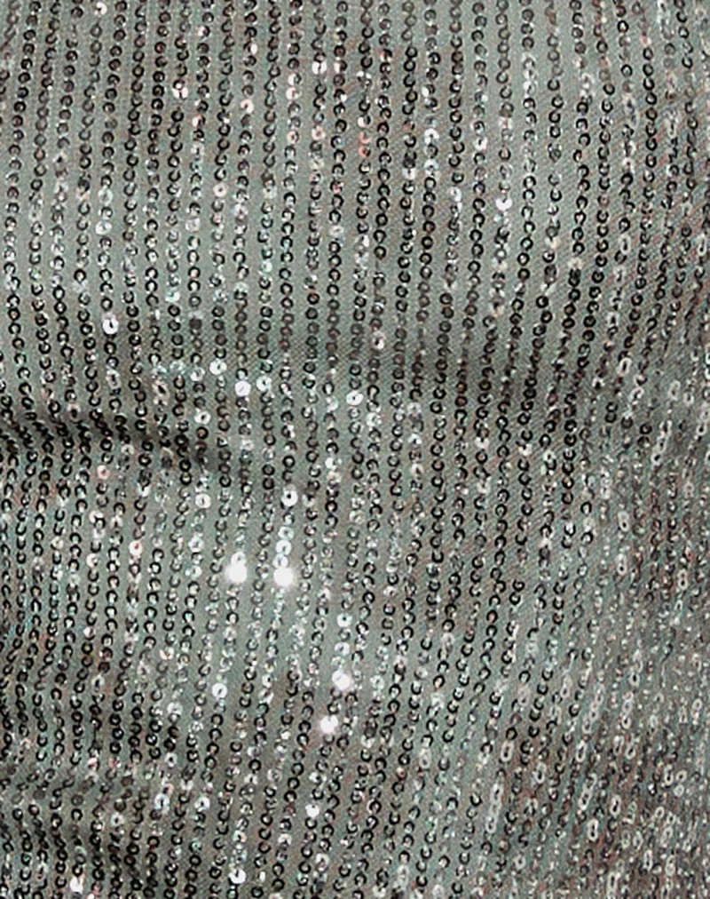 Argeila Neckholder-Top in Grün und Grau mit Pailletten