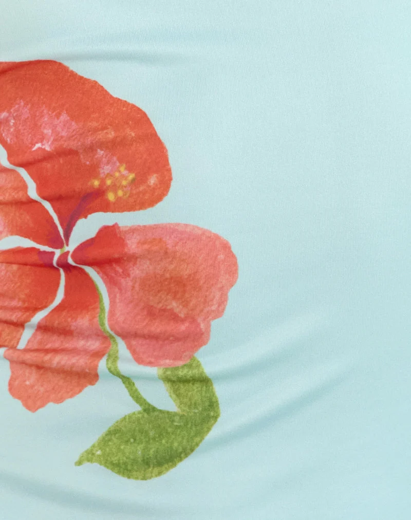 Boril Cami Top in Mono Flower Blau und Orange
