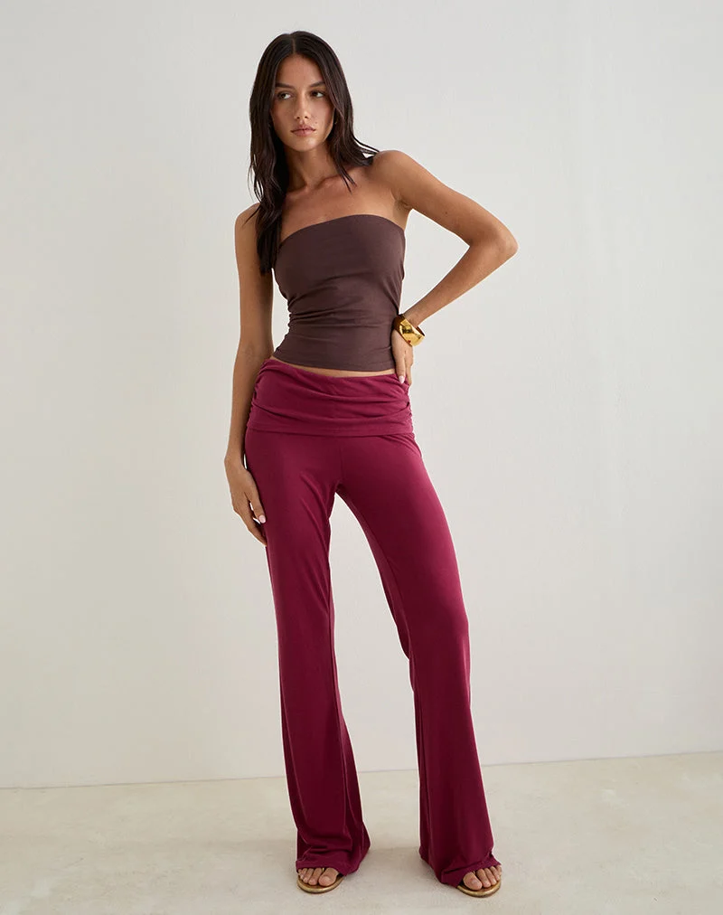 Jacita Low Rise-Hose aus Cupro Burgund