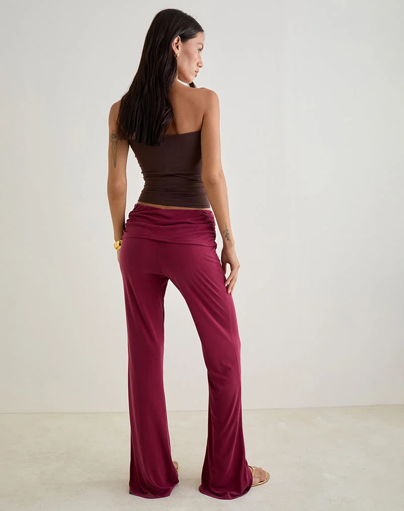 Jacita Low Rise-Hose aus Cupro Burgund