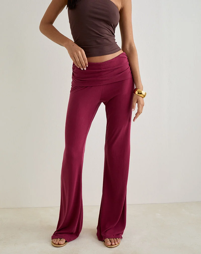 Jacita Low Rise-Hose aus Cupro Burgund