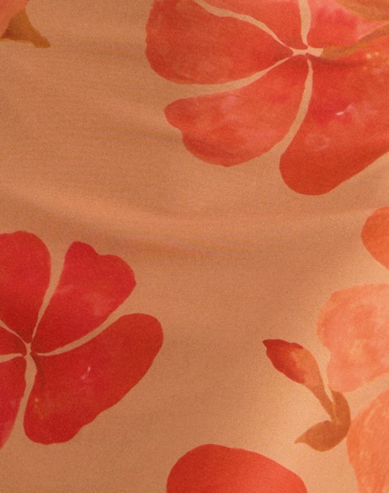 Dalesio Maxikleid in Aquarell Hibiskus Orange
