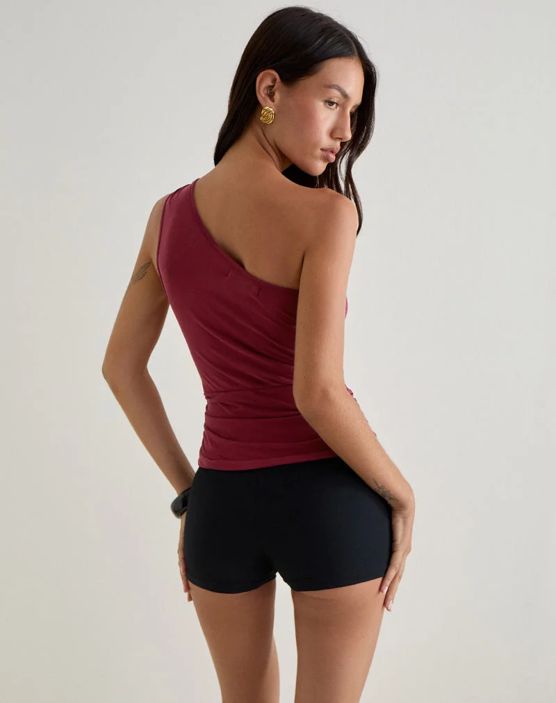 Arika Asymmetrisches ausgeschnittenes Oberteil aus Cupro Burgundy