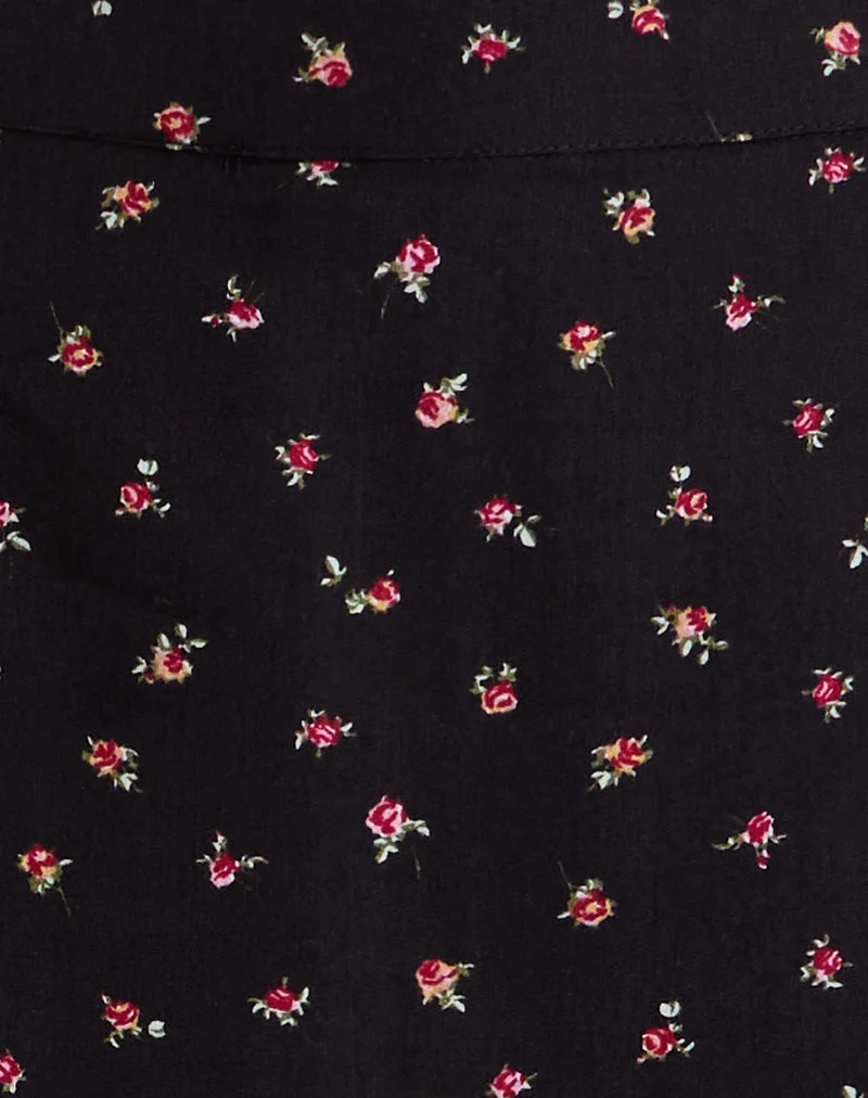 Haruto Skort in Ditsy Rose Garden Schwarz