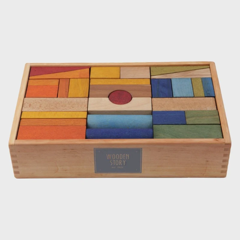 Regenbogen Holzbausteine XL - 63 Stück